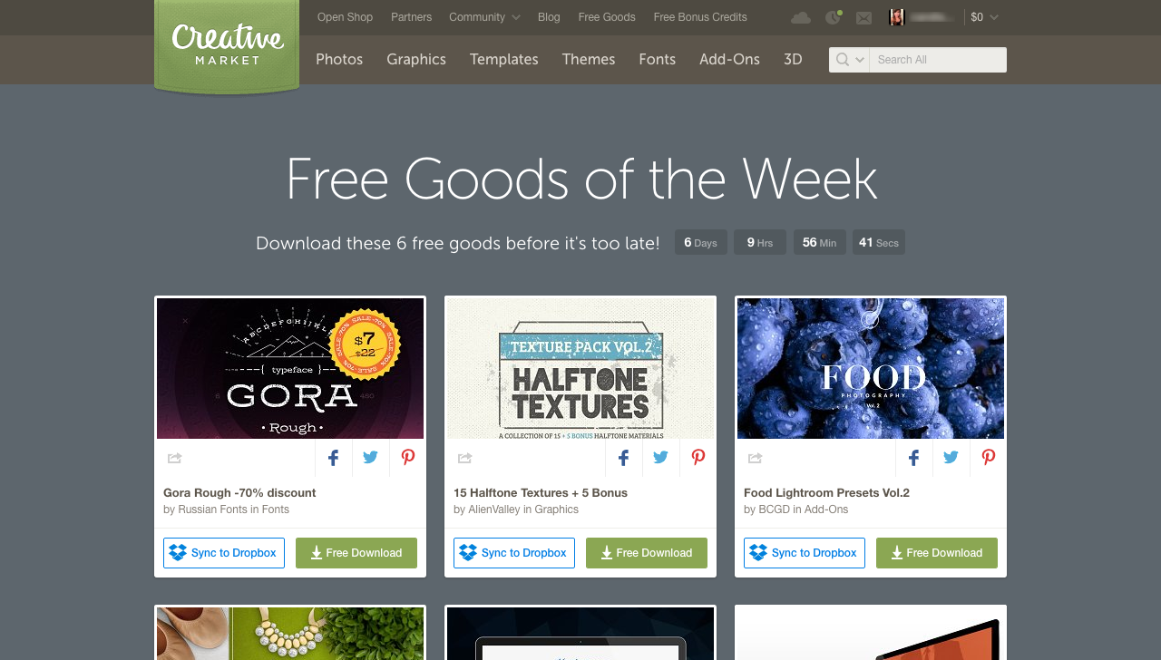 Creative Market Website_Free Goods